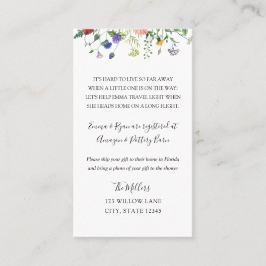 ビー長距離ベビーシャワーインサート エンクロージャーカード (正面)