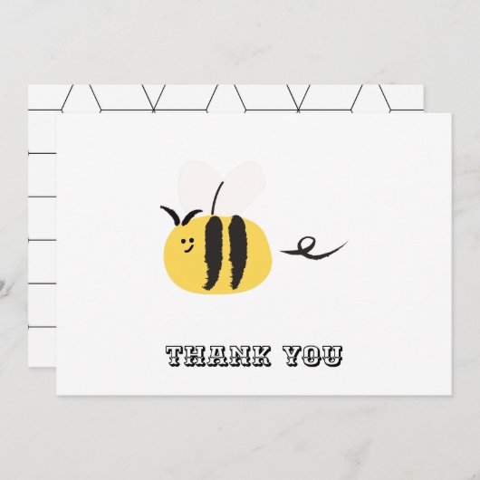 ビー飛んでいるかわいいドードル サンキューカード (正面/裏面)