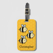 ビー飛んでいるツパーソナライズされた ラゲッジタグ (正面縦)