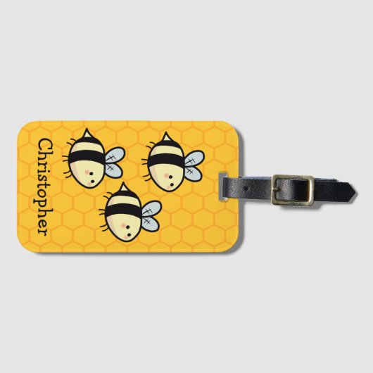 ビー飛んでいるツパーソナライズされた ラゲッジタグ (正面横)