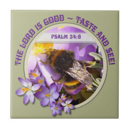 ビー食べ物を与えズオン春クロッカスフラワー タイル