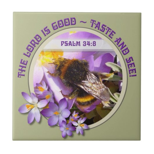 ビー食べ物を与えズオン春クロッカスフラワー タイル (正面)