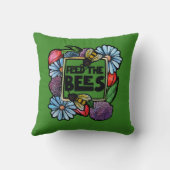 ビー食べ物を与えズガーデンフラワー受粉者アート クッション (裏面)
