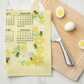 ビー魅力的ツ花2025カレンダーデザイン キッチンタオル (四つ折り)