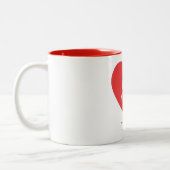 ビー魅力的ミン赤いハート ツートーンマグカップ (左)