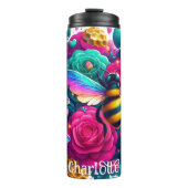 ビー鮮やかツ：虹の翼、ティール（緑がかった色）バラ タンブラー (正面)