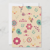 ビー1歳の誕生日招待状ピンク（昆虫）マルハナバチ 招待状 (裏面)