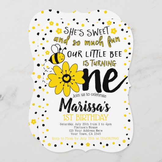 ビー1歳の誕生日 招待状 (正面/裏面)