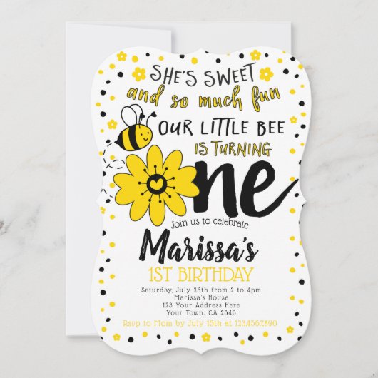 ビー1歳の誕生日 招待状 (正面)