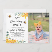 ビー1st誕生日招待状ハニーコーム サンキューカード (正面)