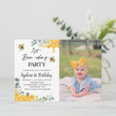 ビー1st誕生日招待状ハニーコーム サンキューカード (スタンド正面)