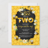 ビー2番目の誕生日パーティの招待状ビー誕生日 招待状 (正面)