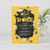 ビー3歳の誕生日パーティの招待状ビー誕生日 招待状 (スタンド正面)