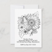 ビー&ひまわりラインアート 招待状 (正面)