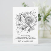 ビー&ひまわりラインアート 招待状 (スタンド正面)