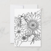 ビー&ひまわりラインアート 招待状 (裏面)