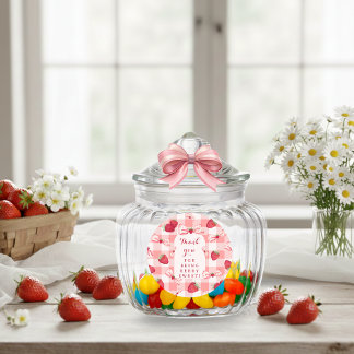 ビー・ファースト・バースデー・ステッカー　赤・ギンガム・ボウズ ラウンドシール