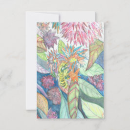 ビー&フラワーの水彩 サンキューカード