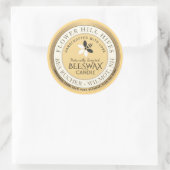 ビー&フラワーロゴビーズワックスキャンドルラベル ラウンドシール (バッグ)