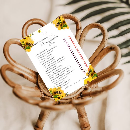 ビー&フラワー新郎新婦ブライダルシャワーゲームカード 案内状