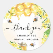 ビー ブライダルシャワー 黄色の花 ありがとう ラウンドシール (正面)