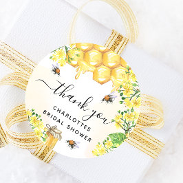 ビー ブライダルシャワー 黄色の花 ありがとう ラウンドシール