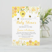 ビー ベイビー シャワーの招待状 男の子 女の子 バンブル ビー 招待状 (スタンド正面)