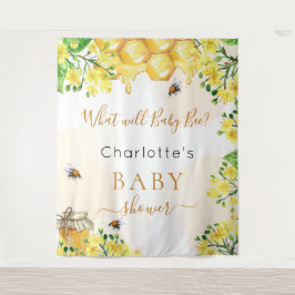 ビー ベイビー シャワー 黄色の性別発表パーティー タペストリー