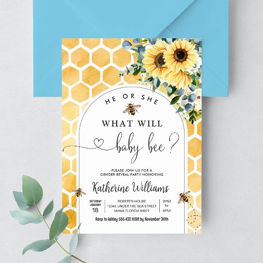 ビー・ベイビー・ハニー・ビー　ジェンダー・リビール 招待状