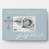 ビー・マイ・ゴッドファーザー・プロポーズブルー記念写真 フォトプラーク (正面)