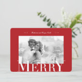 ビー&メリータイポグラフィはっきりしたクリスマスフォト シーズンカード (スタンド正面)