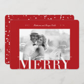 ビー&メリータイポグラフィはっきりしたクリスマスフォト シーズンカード (正面/裏面)