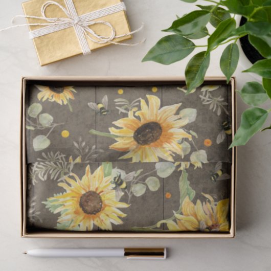 ビーwひまわりフローラ素朴ダークウッドデクページ 薄葉紙 (ギフト)