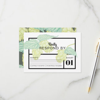 ビ素朴モダンールホップ結婚の出欠届けカード 出欠カード