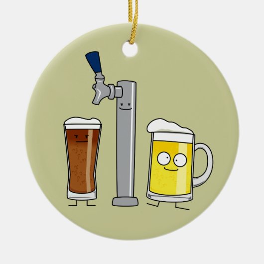ビ荷車を引くールラガータップの丈夫なアルコール泡マ飲グ セラミックオーナメント (正面)