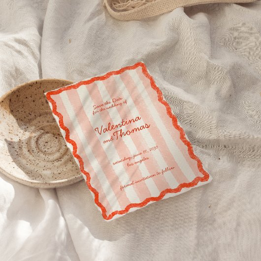 ピお洒落ッモダンク&レッドウェディング日付を保存 招待状