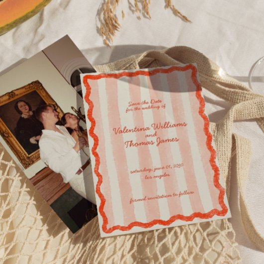 ピお洒落ッモダンク&レッドウェディング日付を保存 招待状