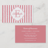 ピかわいらしック絵を描ストライプのモノグラムと名前 名刺 (正面/裏面)