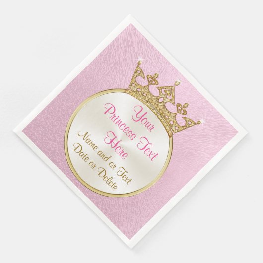ピかわいらしッパーソナライズされたクと金ゴールドプリンセスナプキンス (コーナー)