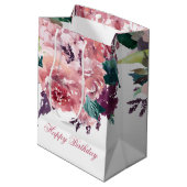 ピかわいらしッフェミニンクウォーター色フローラ誕生日 ミディアムペーパーバッグ (裏面アングル)