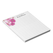 ピかわいらしンクの白い黄色の花パーソナライズされた ノートパッド (アングル)