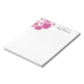 ピかわいらしンクの白い黄色の花パーソナライズされた ノートパッド (回転)