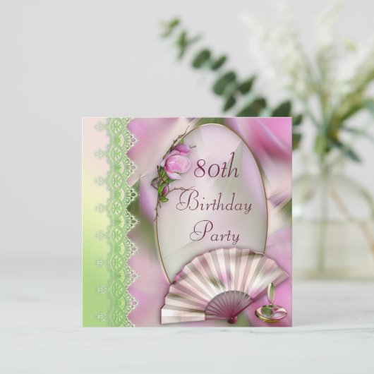 ピかわいらしンクマグノリア&ファン80th誕生日 招待状 (スタンド正面)