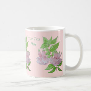 ピかわいらしンク明るい赤紫色葉の花(フローラ) コーヒーマグカップ