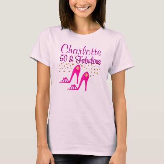 ピかわいらしンク50番誕生日靴クイーンTシャツ Tシャツ (正面)