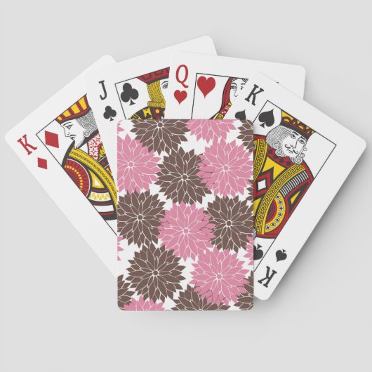 ピかわいらしンク・ブラウンフラワーズフローラプリント トランプ (裏面)