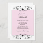 ピかわいらしンク（黒）スクロールブライダルシャワー招待状 招待状 (正面/裏面)