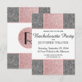 ピかわいらしンフェイククグリッターとグレーファブリック 招待状 (正面/裏面)