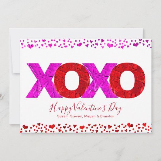 ピはっきりしたッモダンク赤XOXOバレンタインデーのスクリプト シーズンカード (正面)