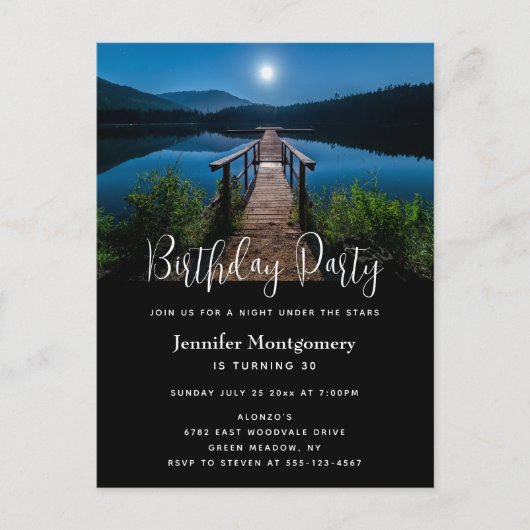 ピアアットナイトウィズフルムーン誕生日招待状 インビテーションポストカード (正面)